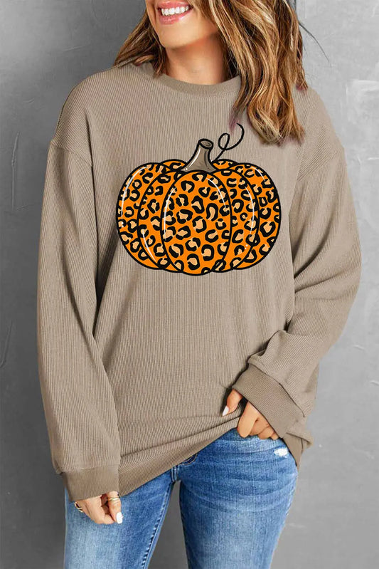 Pumpkin Round Neck Long Sleeve Sweatshirt - Aria Bouquet