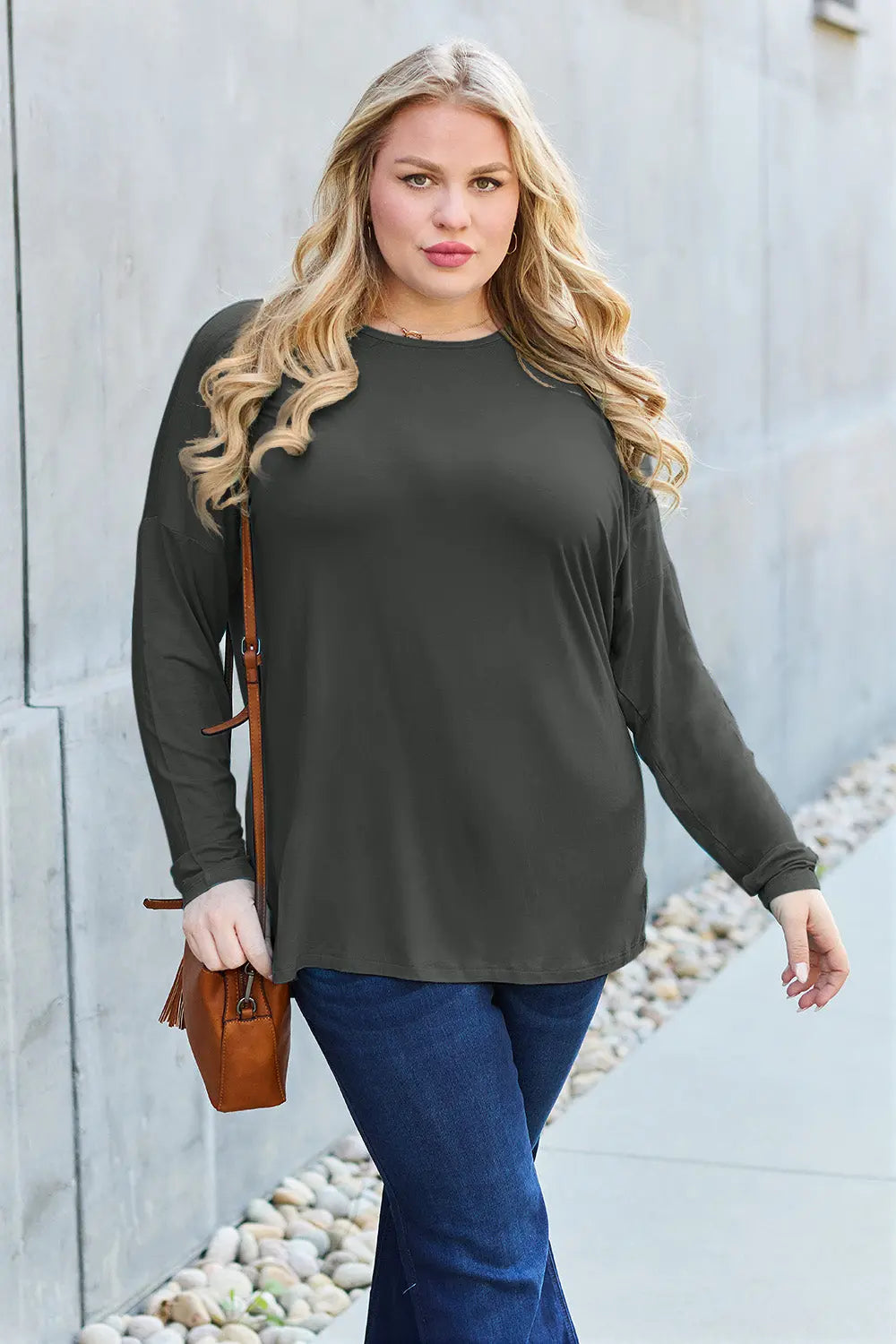 Basic Bae Full Size Round Neck Dropped Shoulder T-Shirt - Aria Bouquet