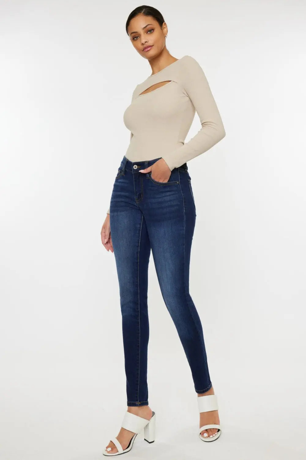 Kancan Mid Rise Gradient Skinny Jeans - Aria Bouquet