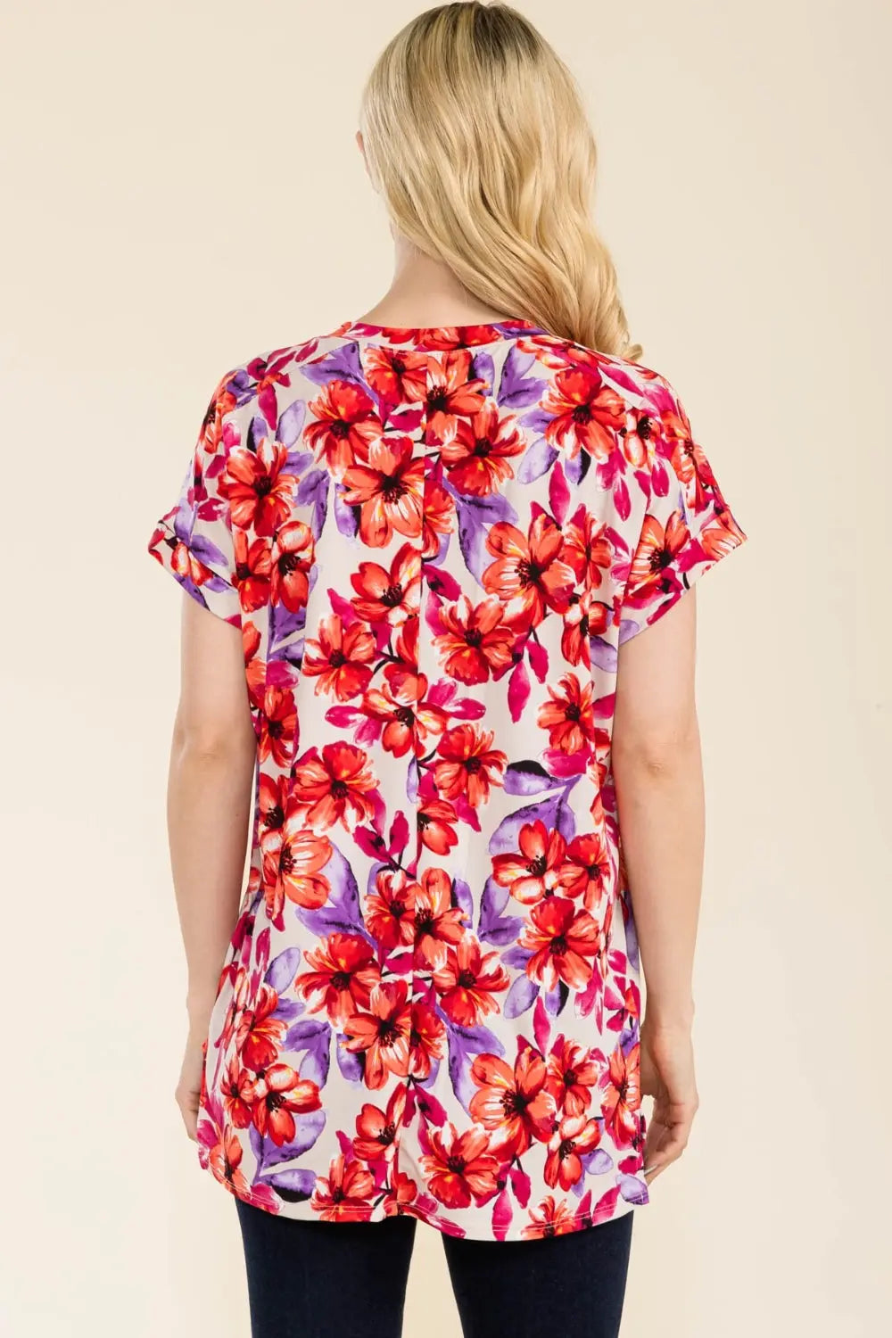 Celeste Full Size Round Neck Short Sleeve Floral T-Shirt - Aria Bouquet