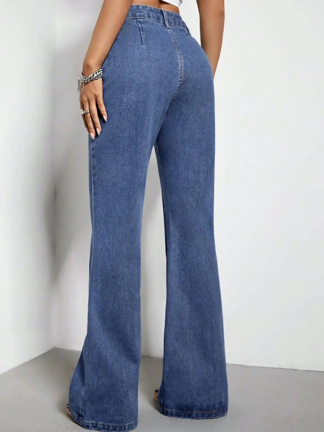 High Waist Bootcut Jeans with Pockets - Aria Bouquet