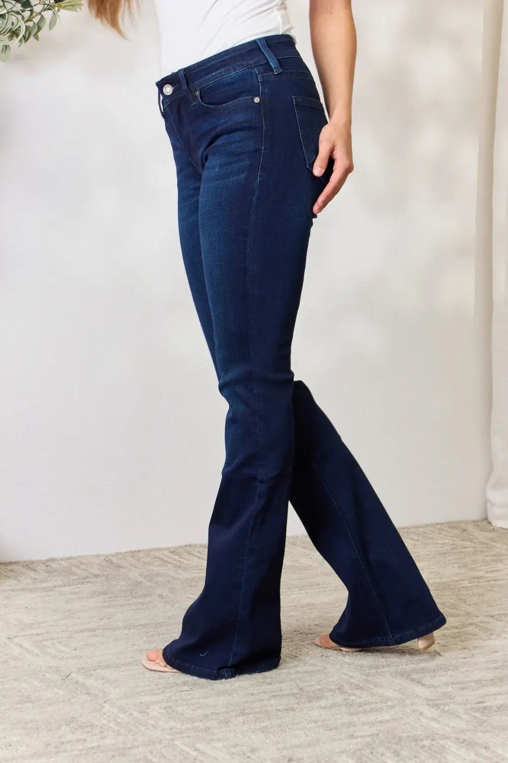 Kancan Full Size Mid Rise Flare Jeans - Aria Bouquet