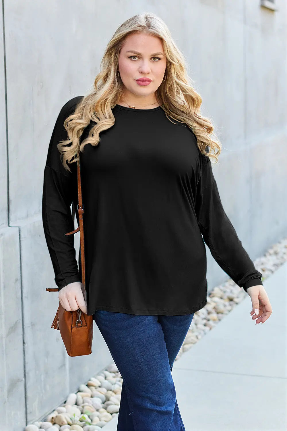 Basic Bae Full Size Round Neck Dropped Shoulder T-Shirt - Aria Bouquet