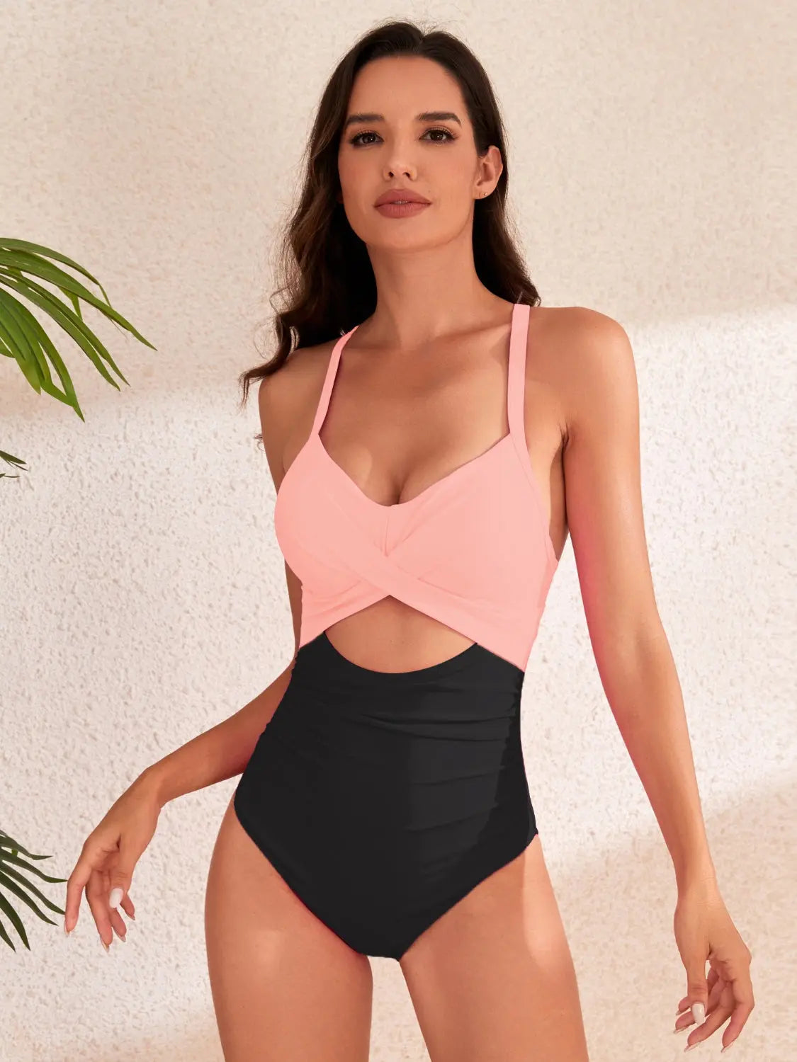 Crisscross Cutout V-Neck One-Piece Swimwear Trendsi