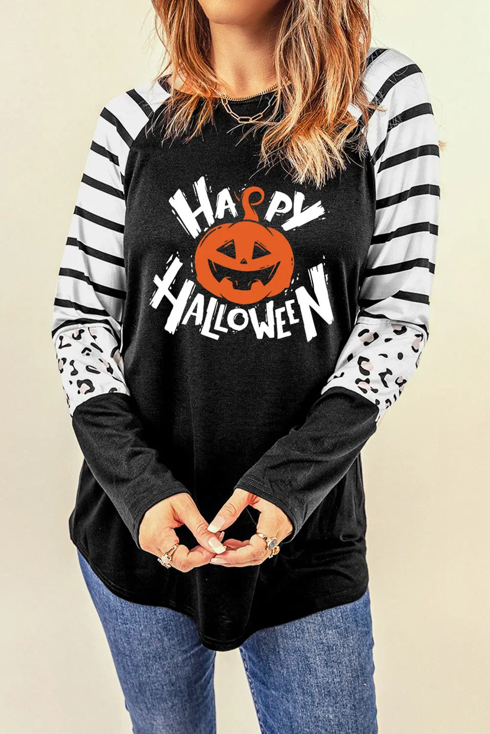 HAPPY HALLOWEEN Graphic Long Sleeve T-Shirt - Aria Bouquet