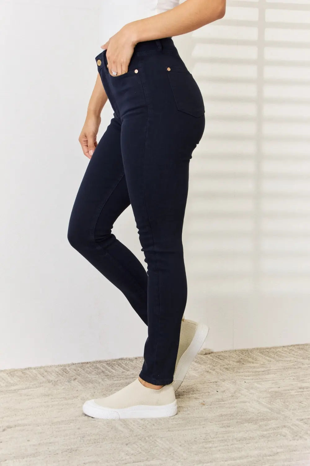 Judy Blue Full Size Garment Dyed Tummy Control Skinny Jeans - Aria Bouquet