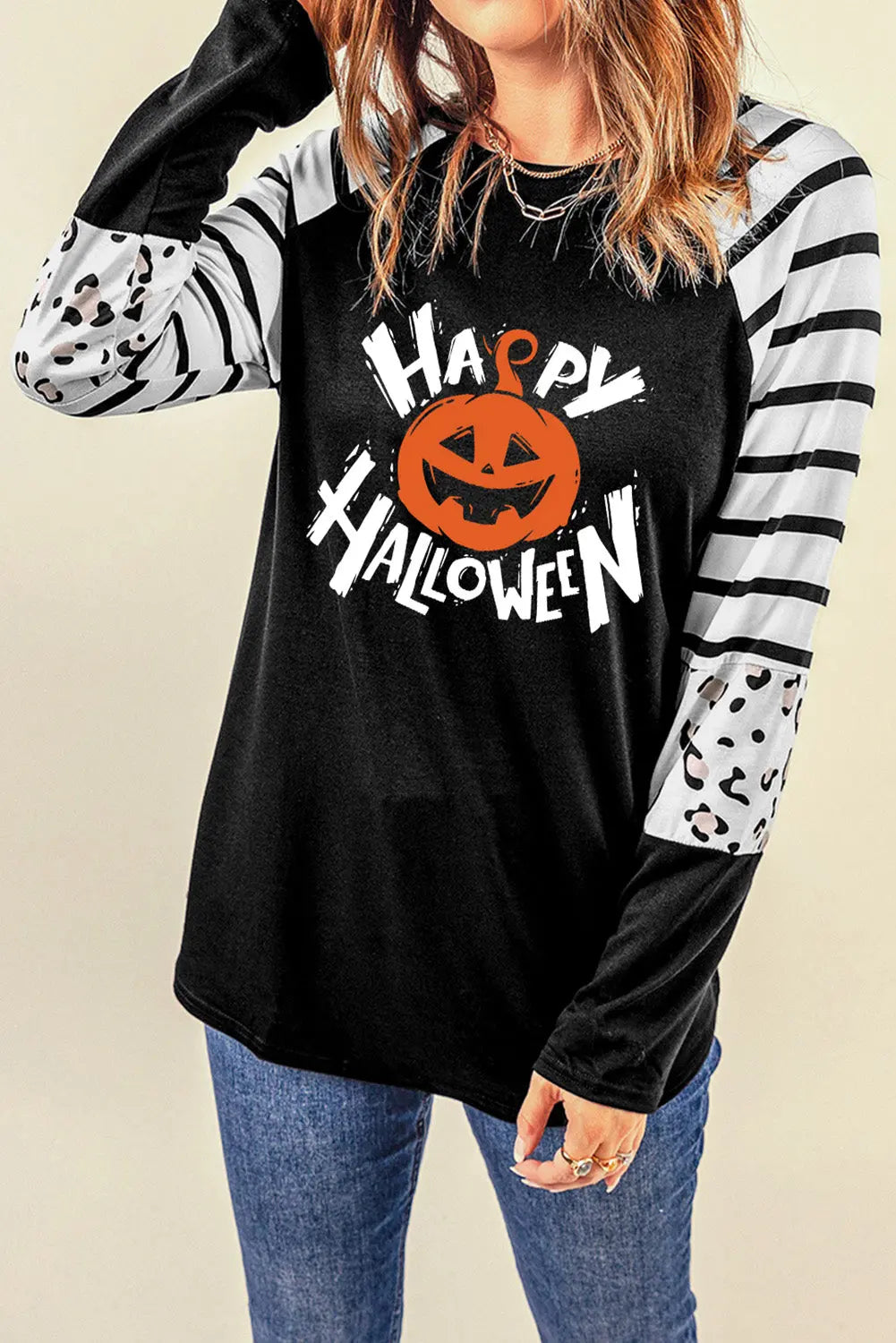 HAPPY HALLOWEEN Graphic Long Sleeve T-Shirt - Aria Bouquet