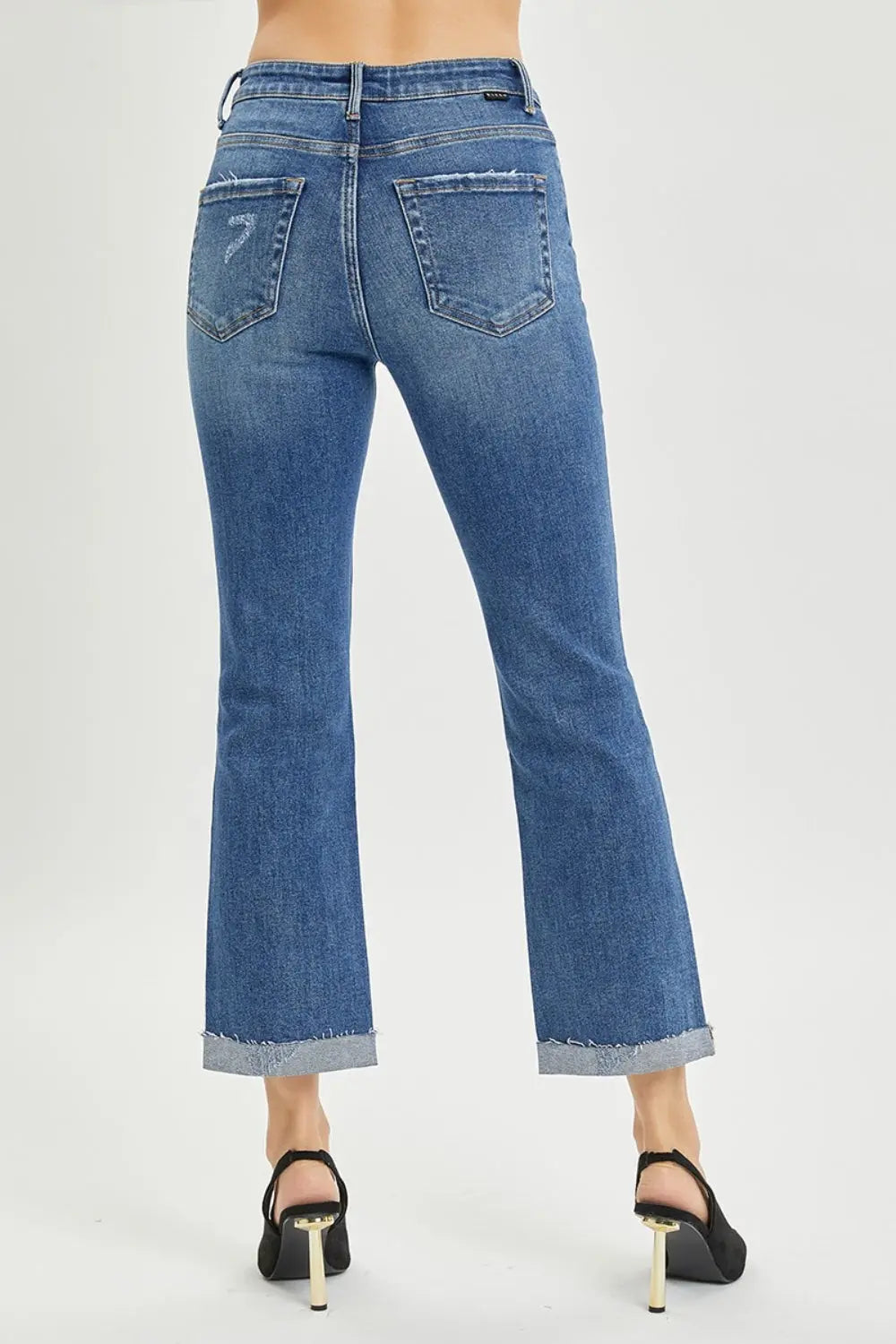 RISEN Full Size Button Fly Cropped Bootcut Jeans - Aria Bouquet