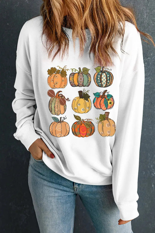 Pumpkin Graphic Long Sleeve Sweatshirt - Aria Bouquet