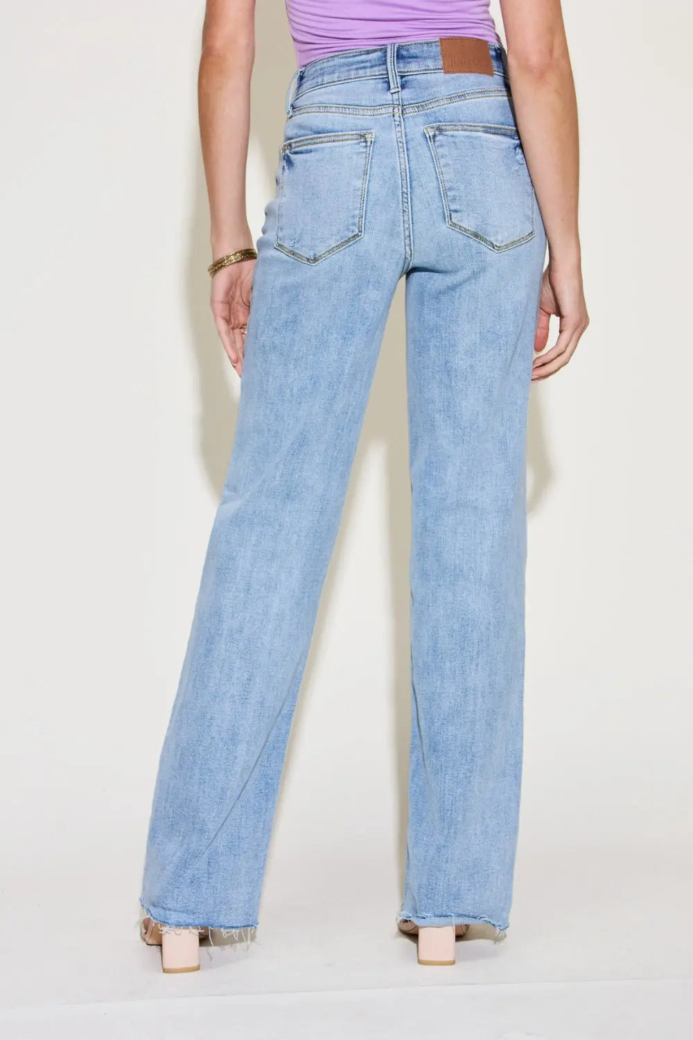 Judy Blue Full Size V Front Waistband Straight Jeans - Aria Bouquet