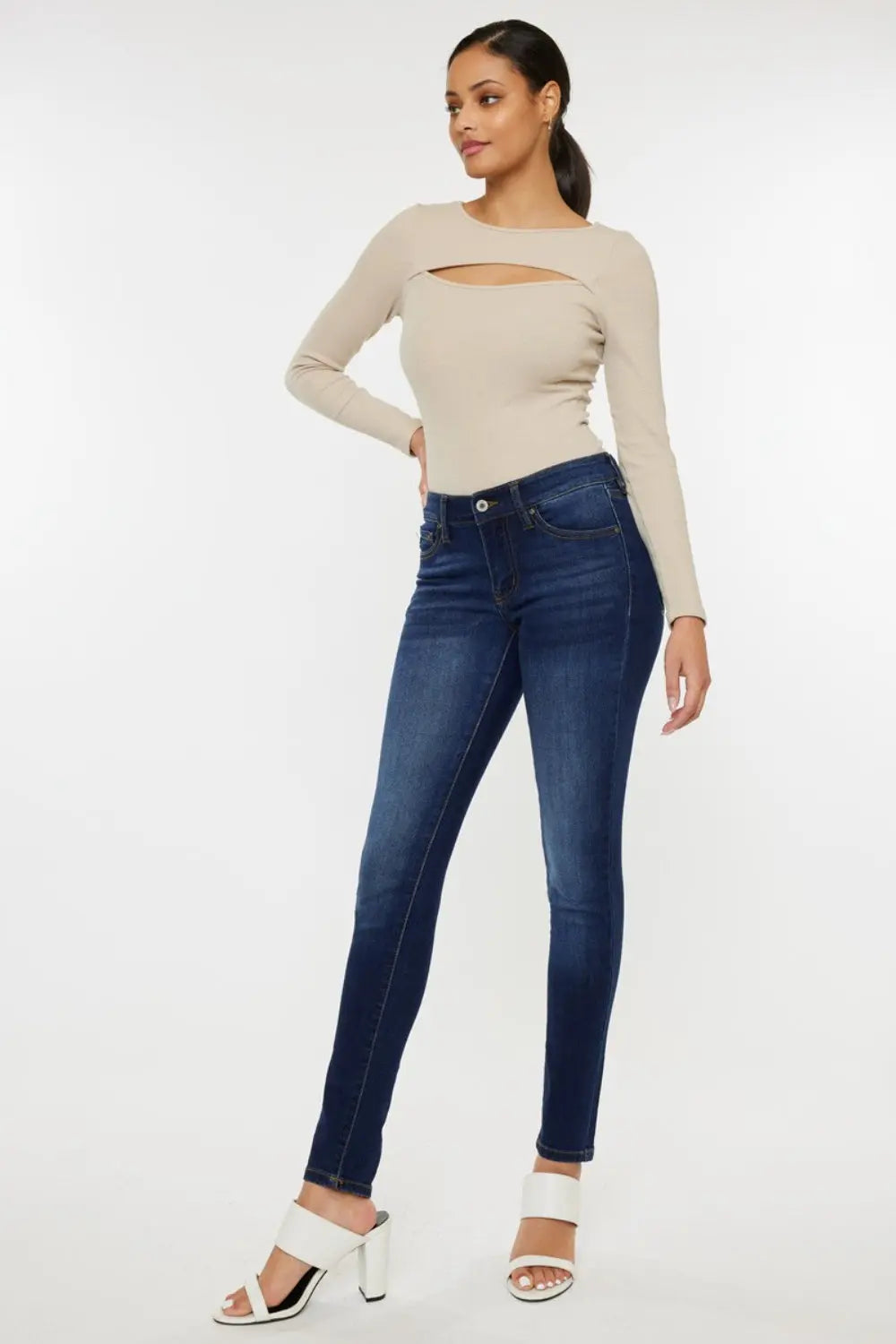 Kancan Mid Rise Gradient Skinny Jeans - Aria Bouquet