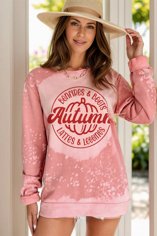 Letter Graphic Long Sleeve Sweatshirt - Aria Bouquet