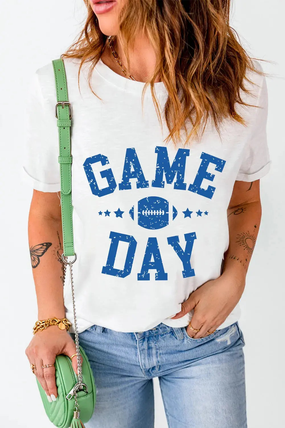 GAME DAY Round Neck Short Sleeve T-Shirt - Aria Bouquet