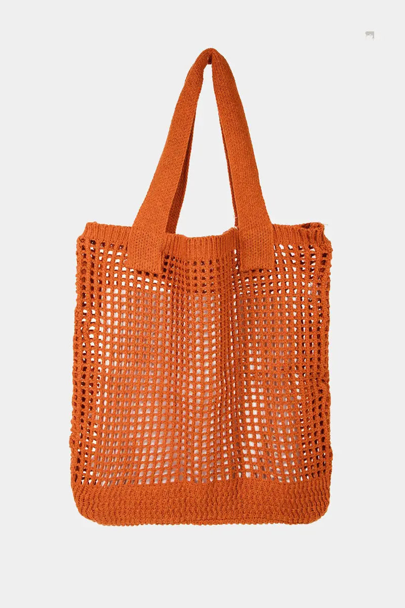 Fame Pointelle Knit Crochet Tote Bag - Aria Bouquet