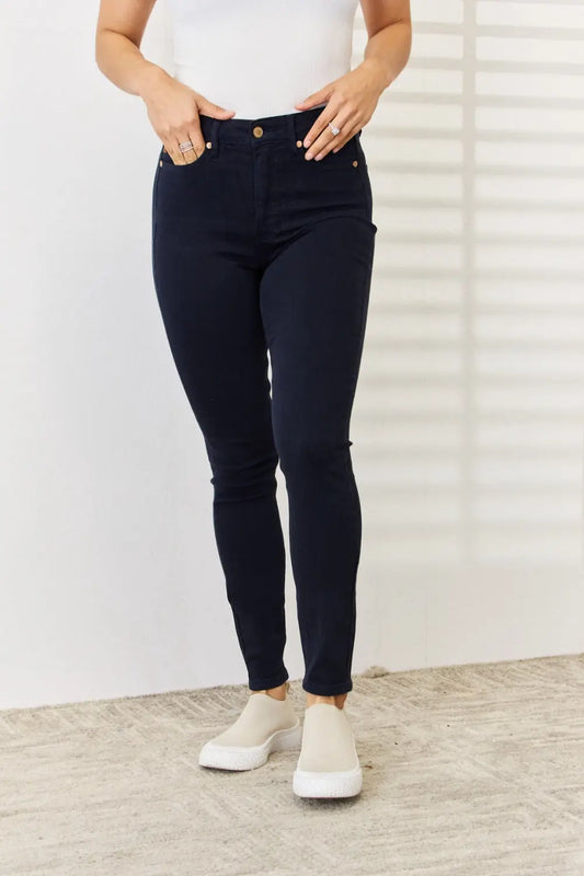 Judy Blue Full Size Garment Dyed Tummy Control Skinny Jeans - Aria Bouquet