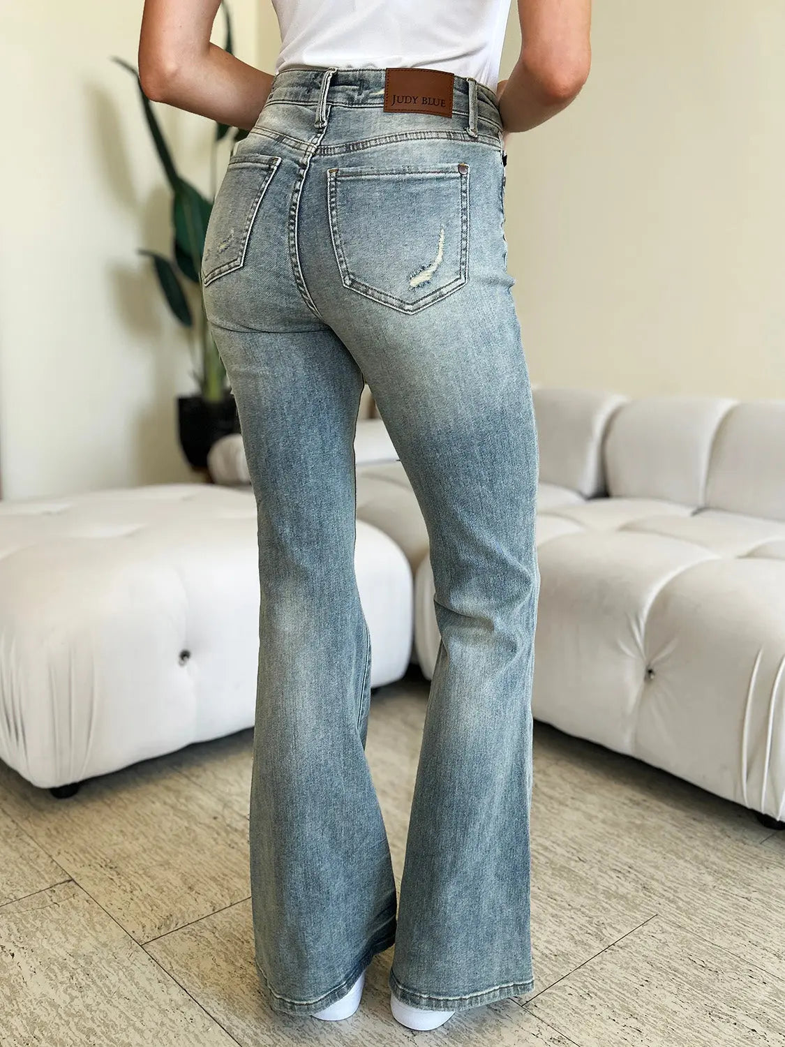 Judy Blue Full Size Mid Rise Flare Jeans - Aria Bouquet