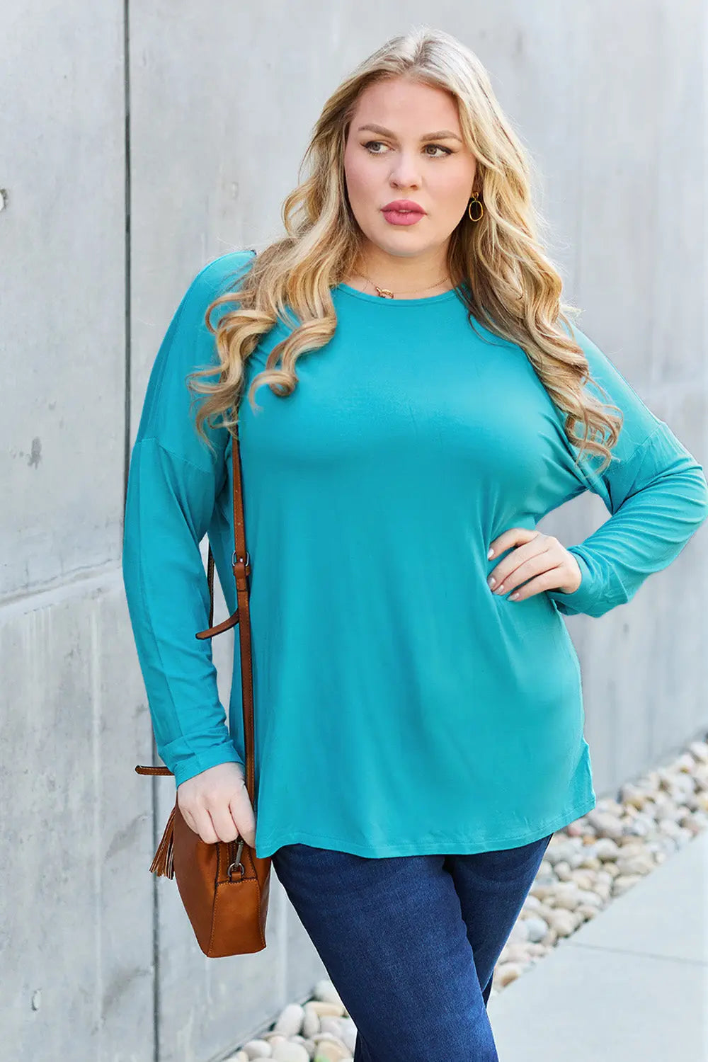 Basic Bae Full Size Round Neck Dropped Shoulder T-Shirt - Aria Bouquet