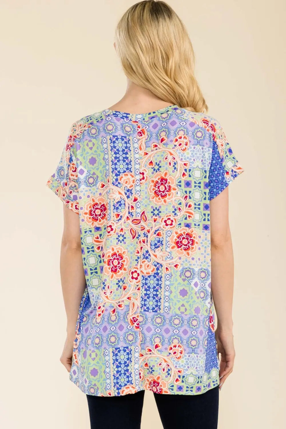 Celeste Full Size Round Neck Short Sleeve Floral T-Shirt - Aria Bouquet