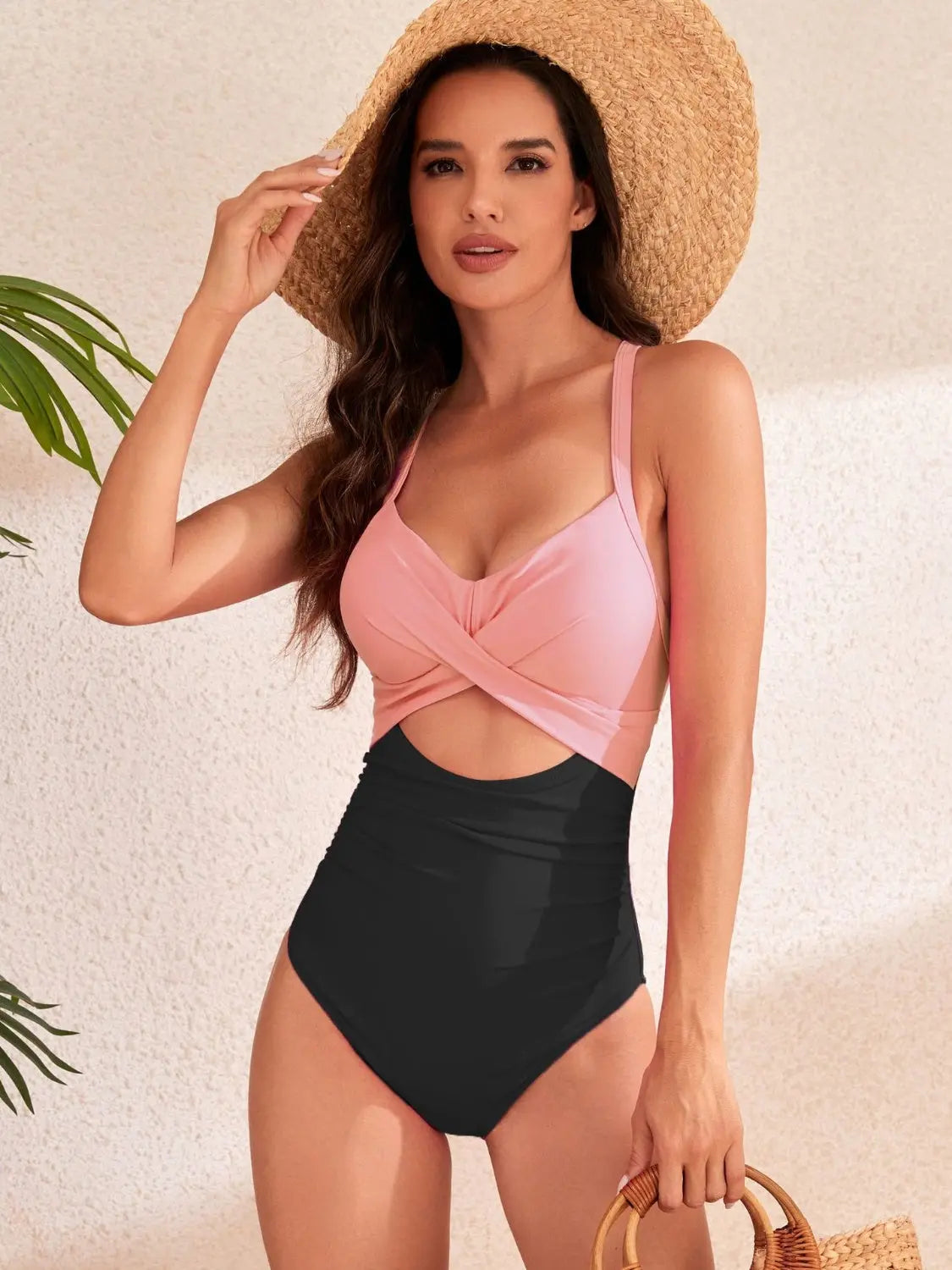 Crisscross Cutout V-Neck One-Piece Swimwear Trendsi