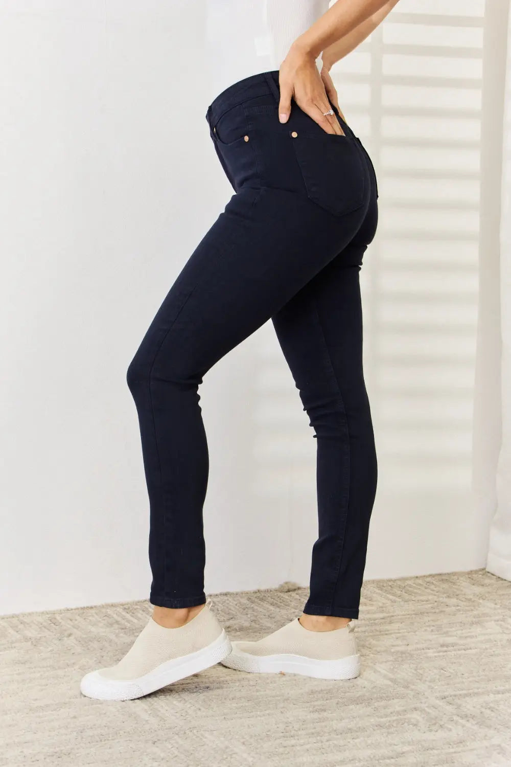 Judy Blue Full Size Garment Dyed Tummy Control Skinny Jeans - Aria Bouquet