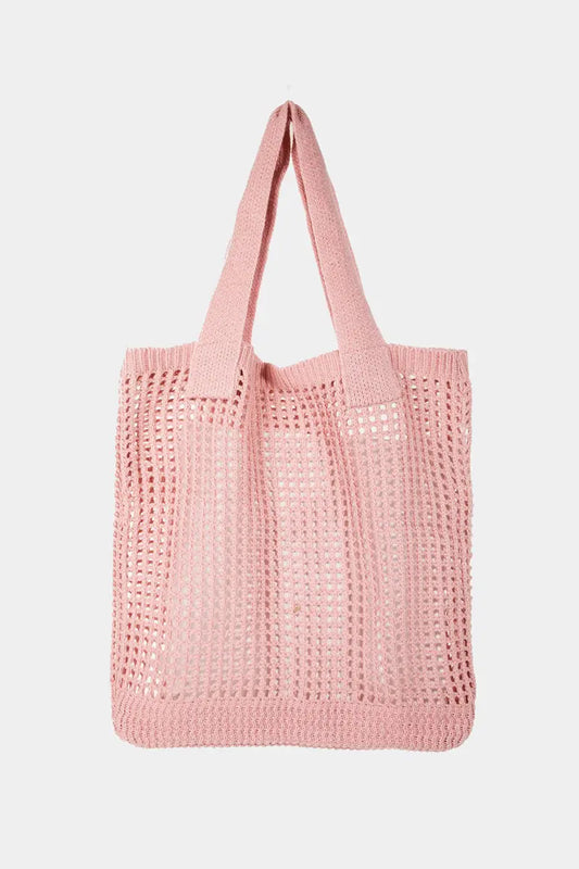 Fame Pointelle Knit Crochet Tote Bag - Aria Bouquet