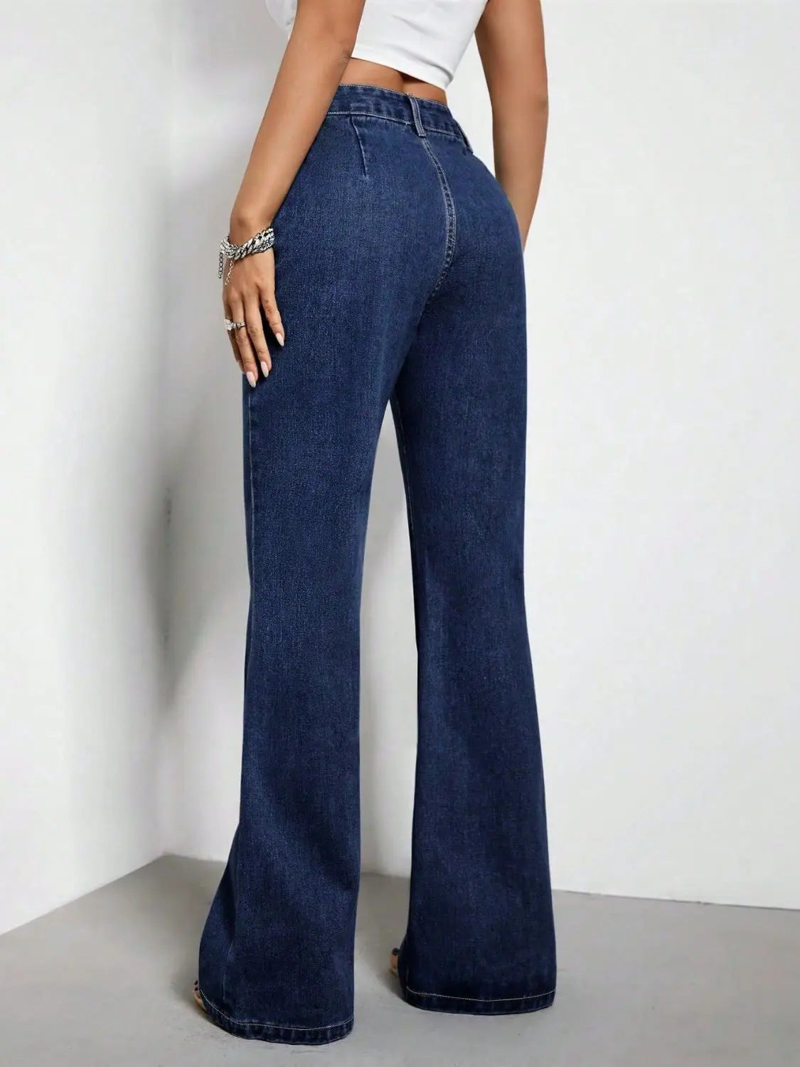 High Waist Bootcut Jeans with Pockets - Aria Bouquet