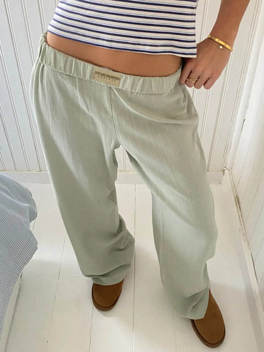 Elastic Waist Wide Leg Pants - Aria Bouquet